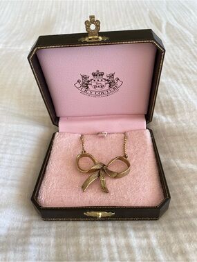 Juicy Couture Gold Bow Pendant Necklace with Chain